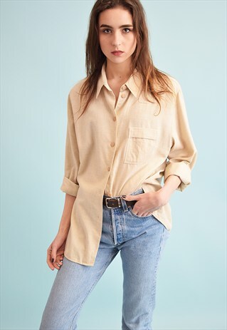 90'S RETRO NEUTRAL OVERSIZED DADS SHIRT TOP
