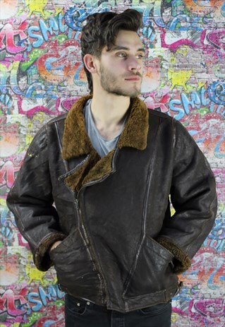 VINTAGE AVIATOR/FLYING JACKET. SHEARLING SHEEP SKIN. UNISEX.