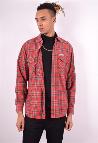 MENS VINTAGE SHIRT MEDIUM RED CHECK 90'S