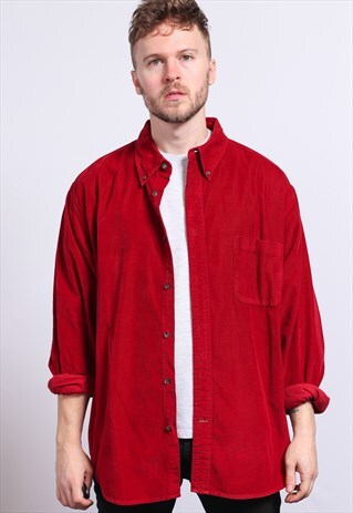 VINTAGE CORDUROY CORD SHIRT RED