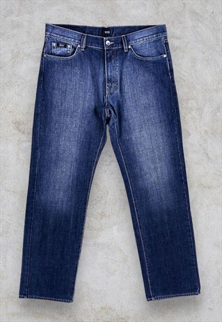 BLUE HUGO BOSS JEANS TEXAS STRAIGHT LEG W36 L33