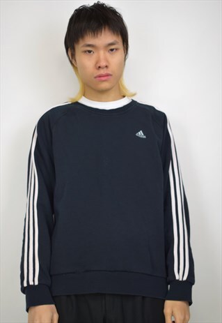 VINTAGE 90S ADIDAS BLACK TRIPLE STRIPE SLEEVE SWEATSHIRT
