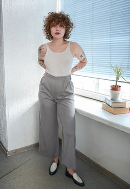Vintage Grey Wide Fit Trousers