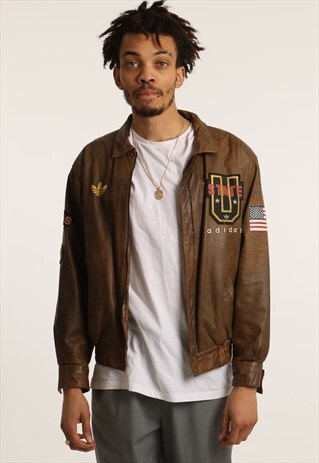 VINTAGE ADIDAS LEATHER BOMBER JACKET