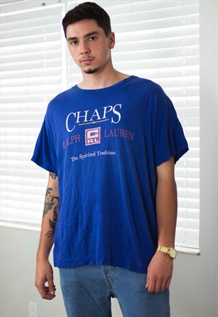 VINTAGE CHAPS RALPH LAUREN T-SHIRT LOGO 90S L 6.6