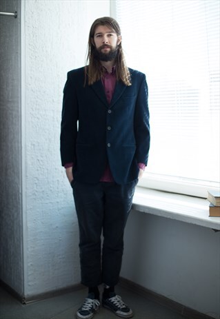 VINTAGE 70'S NAVY CORDUROY BLAZER