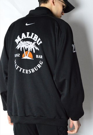 VINTAGE 90S BLACK NIKE MALIBU ZIPPER SWEATSHIRT