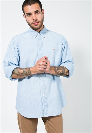 VINTAGE 80'S POLO RALPH LAUREN DENIM SHIRT / 0086 / 405