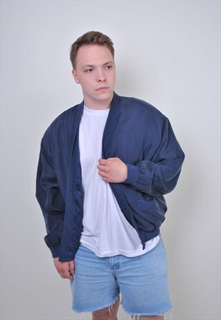 70S VINTAGE BUTTON BOMBER JACKET, OVERSIZE AVIATOR JACKET