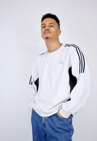 VINTAGE 90'S WHITE & BLACK ADIDAS SWEATSHIRT