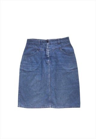VINTAGE VALENTINO LIGHT BLUE DENIM SKIRT HIGH WAISTED MINI