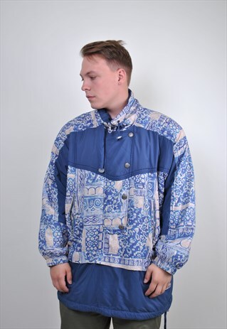 ABSTRACT PATTERN MULTICOLOR SKI ANORAK JACKET, SIZE M