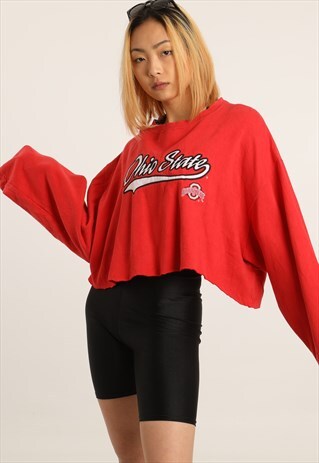 VINTAGE STARTER EMBROIDERED CROPPED SWEATSHIRT