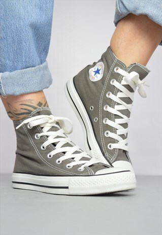 VINTAGE 90S CONVERSE GREY HI TOPS GRUNGE RETRO PREPPY