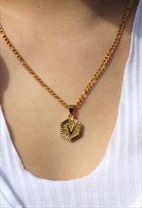 Geometric Initial Pendant Necklace Gold Plated