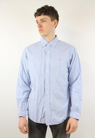 VINTAGE RALPH LAUREN BLUE GINGHAM SHIRT
