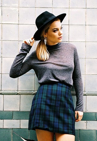 'EDIE' GREEN TARTAN MINI SKIRT