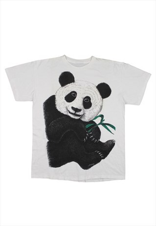 1990S BIG PANDA PRINT WHITE SINGLE STITCH T-SHIRT