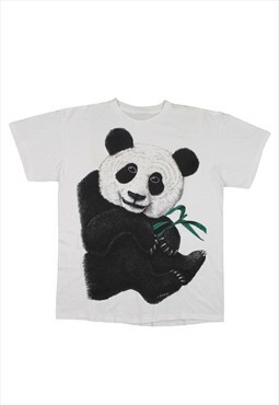1990s Big Panda Print White Single Stitch T-Shirt