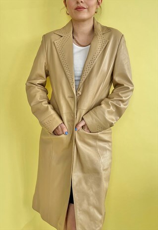 90S BEIGE LEATHER COAT