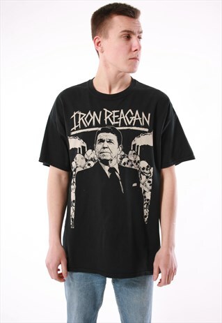 90 VINTAGE GILDAN IRON REAGAN COTTON OLDSCHOOL T-SHIRT 14011