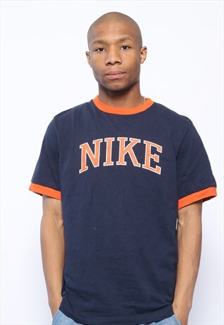 VINTAGE NIKE BIG LOGO SPELLOUT T-SHIRT NAVY BLUE