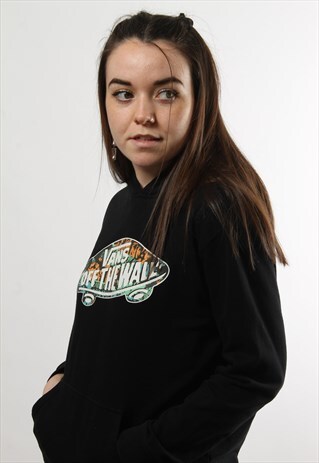 VINTAGE VANS BLACK HOODIE WITH COLOURFUL SPELL OUT LOGO