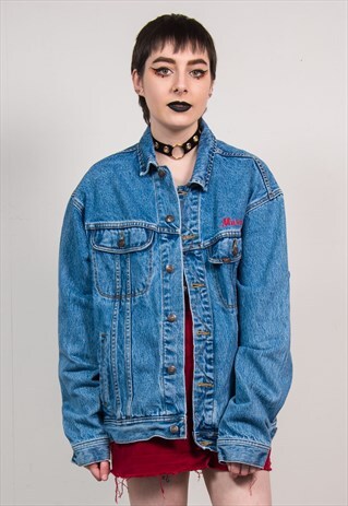 LEE VINTAGE 90'S BLUE DENIM EMBROIDERED JACKET
