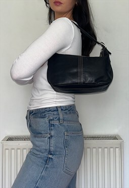 Black Leather Y2K Vintage Mini Shoulder Bag