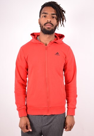 ADIDAS MENS VINTAGE HOODIE JACKET MEDIUM RED 90S