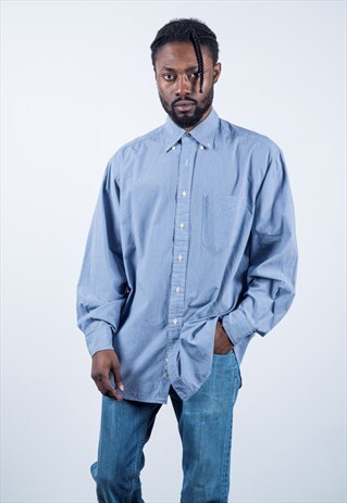 TOMMY HILFIGER VINTAGE 1990S BLUE STRIPED SHIRT