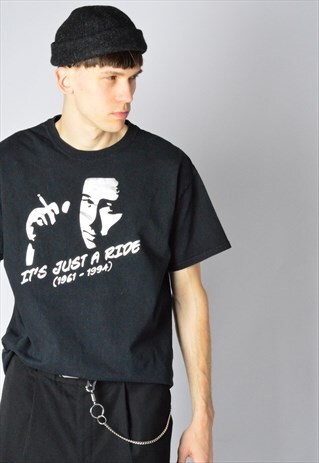 VINTAGE 90S BLACK SILVER GRAPHIC T-SHIRT