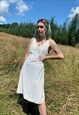 VINTAGE 00S Y2K LACE SHEER MIDI SLIP DRESS