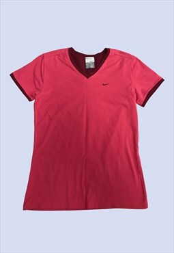 Sports T-Shirt Pink Burgundy Cotton Short Sleeved