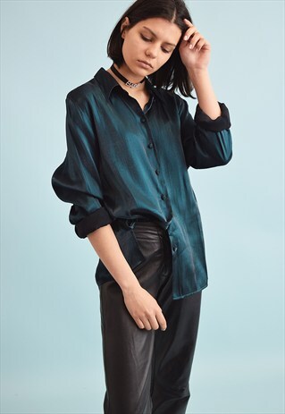 90'S RETRO GRUNGE SHIMMER OVERSIZED MOMS SHIRT TOP