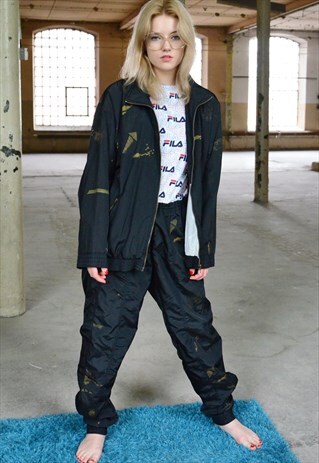 80S VINTAGE BLACK TRACKSUIT