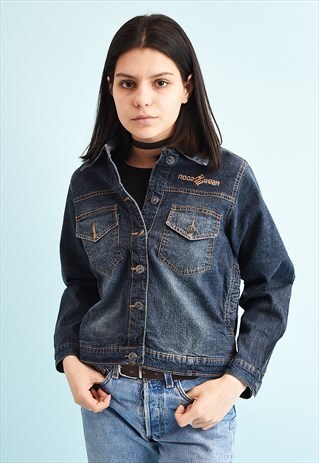Y2K STONEWASH DENIM TEEN GRUNGE JACKET TOP