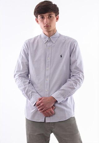 VINTAGE POLO RALPH LAUREN 90S WHITE PURPLE CHECKED