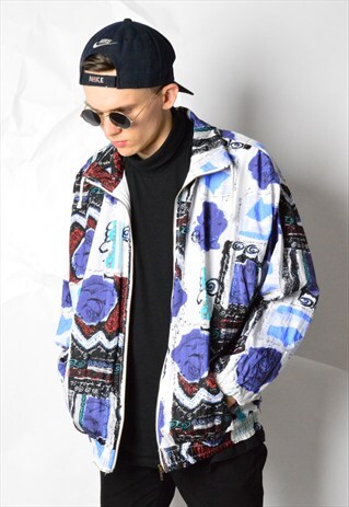 VINTAGE 90S ABSTRACT DROP SHOULDER SHELL TRACK JACKET