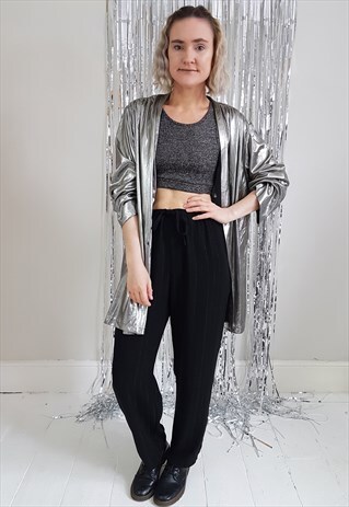 VINTAGE 80'S SILVER LAME LIGHTWEIGHT JACKET
