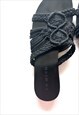 BLACK BOHO KNOT MACRAME FLAT SLIPPERS EU38 UK5 US7'5