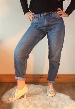 High Waisted Blue Straight Leg Jeans