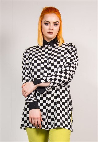 VINTAGE 90'S CRAZY CHECK CHECKERBOARD PATTERN SHIRT