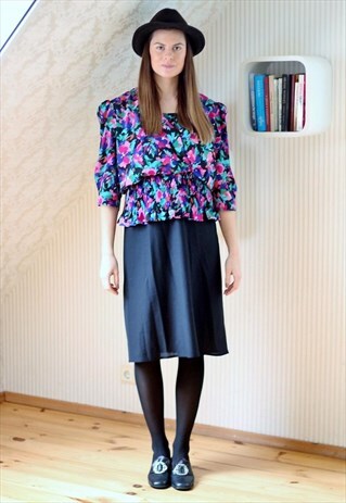 FLORAL AND BLACK COMBINED DRESS