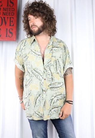 VINTAGE CRAZY PATTERN OVERSIZED SHORT SLEEVED HAWAIIAN SHIRT