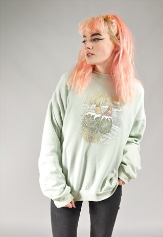 VINTAGE PASTEL GREEN CHRISTMAS SWEATER