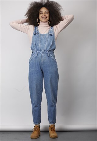VINTAGE 80'S WAMPUM MID-WASH ROMPER DUNGAREES