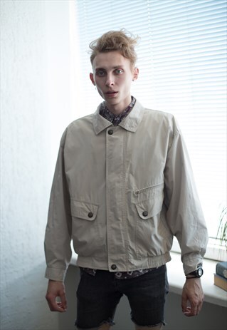 VINTAGE 80'S BEIGE BOMBER JACKET