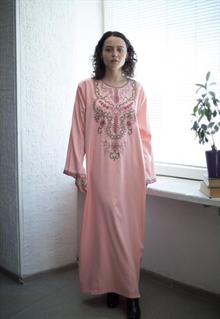 VINTAGE PINK MAXI CAFTAN DRESS
