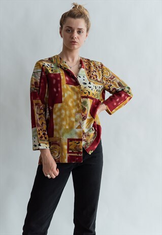 VINTAGE 80S PATTERNED SHIRT IN ROUND NECK